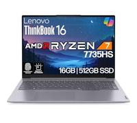 Lenovo ThinkBook 16 G7 Business Laptop, 40.6 cm FHD+, AMD Ryzen 7 7735HS, 16GB DDR5, 512GB NVMe, WiFi 6E + BT, KB retroiluminado, huellas dactilares, cámara web HD, Win 11 Pro