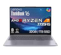 Lenovo ThinkBook 16 G7 Business Laptop, 40.6 cm FHD+, AMD Ryzen 7 7735HS, 32GB DDR5, 1TB NVMe, WiFi 6E + BT, KB retroiluminado, huella dactilar, cámara web HD, Win 11 Pro