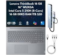Lenovo ThinkBook 16 Gen 8 Business Laptop 2026, 16 pulgadas WUXGA, Intel Core 5 210H 8-Core (Beats i5-13420H), 16GB DDR5 RAM, 1TB (2X 512GB) SSD, FPReader, Cam, RJ45, Wi-Fi 6E, teclado retroiluminado