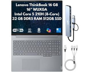 Lenovo ThinkBook 16 Gen 8 Business Laptop 2026, 16 pulgadas WUXGA, Intel Core 5 210H 8-Core (Beats i5-13420H), 32GB DDR5 RAM, 512GB (2X 256GB) SSD, FPReader, Cam, RJ45, Wi-Fi 6E, teclado