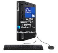 Lenovo ThinkCentre M70q Gen 4 MFF 1L Tiny Mini Business Desktop Computer, 16GB DDR5, 256GB PCIe SSD, Intel 10-Core i5-13400T (Beat i7-12700T), WiFi 6, HDMI, DisplayPort, Windows 11 Pro, Vent-Hear