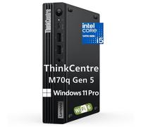 Lenovo ThinkCentre M70q Gen 5 MFF Tiny Business Desktop 1L Mini PC Ordenador, 32GB DDR5 RAM, 1TB PCIe SSD, 14ª generación Intel 10-Core i5-14400T, WiFi 6, RJ45, Type-C, HDMI, DisplayPort, Windows 11