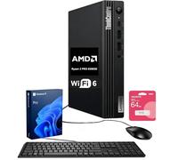 Lenovo ThinkCentre M75q Tiny Business Desktop, AMD 4-Core Ryzen 3 8300GE, 16GB DDR5, 512GB SSD, compatible con 2 monitores 4K, HDMI, DP, Wi-Fi 6, KB y mouse con cable, Windows 11 Pro, paquete de