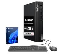 Lenovo ThinkCentre Neo 55s Business SFF Desktop, AMD Ryzen 5 220 hasta 4.9 GHz, compatible con 2 monitores 4K, HDMI, DP, KB y mouse con cable, Wi-Fi 6, Win 11 Pro, paquete de DVD externo (negro, 32 GB