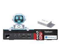 Lenovo ThinkCentre Tiny Desktop, 8 GB de RAM, SSD de 512 GB, CPU AMD, soporte de doble pantalla, Wi-Fi, Bluetooth, múltiples puertos USB, puerto Ethernet, sin teclado, Windows 11 Pro, diseño compacto