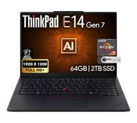 Lenovo ThinkPad E14 Gen 7 Pantalla FHD+ de 14 pulgadas, AMD Ryzen 7 250 (Beats Core 7 240H), 64 GB DDR5 RAM, SSD PCIe de 2 TB, teclado retroiluminado, WiFi 6E + BT, RJ-45, cámara web FHD, Windows 11