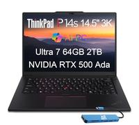 Lenovo ThinkPad P14s Gen 5 Mobile Workstation Laptop (36.8 cm 3K 120Hz, NVIDIA RTX 500 Ada, Intel Core Ultra 7 155H, 64GB DDR5 RAM, 2TB SSD) AI PC para diseñador, ingeniero, IST HUB, Win 11 Pro
