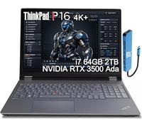 Lenovo ThinkPad P16 Mobile Workstation Laptop (40.6 cm UHD+ 4K+, NVIDIA RTX 3500 Ada 12GB, Intel Core i7-14700HX, 64GB DDR5, 2TB SSD) para ingeniero, diseñador, arquitecto, huella dactilar, IST Hub
