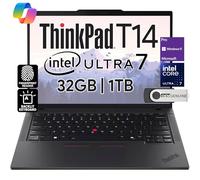 Lenovo ThinkPad T14 Business Laptop (14 pulgadas FHD+ IPS, Intel Ultra 7 155U, 32GB DDR5 RAM, 1TB SSD), cámara web de 5 MP, 2 Thunderbolt 4, PC AI 2024, Win 11 Pro, 3 años de peso