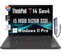 Lenovo ThinkPad T14 Gen 4 Business Laptop (14 pulgadas FHD+, Intel 10-Core i5-1335U, 16GB DDR5 RAM, 512GB SSD), retroiluminado, 2 x Thunderbolt 4, Wi-Fi 6E, 3-Yr WRT, IST Hub, Win 11 Pro con AI
