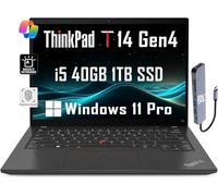 Lenovo ThinkPad T14 Gen 4 - Laptop empresarial (14" FHD+, Intel 10-Core i5-1335U, 40GB RAM, 1TB SSD), retroiluminado, 2 x Thunderbolt 4, huella digital, Wi-Fi 6E, cámara web, IST Hub, Win 11 Pro w/AI