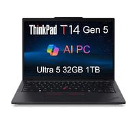 Lenovo ThinkPad T14 Gen 5 Business Laptop (35.6 cm FHD+, Intel Core Ultra 5 125U (>i7-1355U), 32GB DDR5 RAM, 1TB SSD), retroiluminado, huella dactilar, cámara web de 5 MP, Wi-Fi 6E, Win 11 Pro, PC AI
