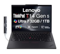 Lenovo ThinkPad T14 Gen 5 AI Business Laptop de 14 pulgadas IPS FHD+ (Intel Core Ultra 7 155U (>i7-13700H), 32GB DDR5, 1TB SSD, Copilot, KB retroiluminado, huella dactilar, 2 Thunderbolt 4, cámara web