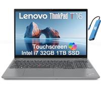 Lenovo ThinkPad T16 Business Laptop (pantalla táctil FHD+ de 16 pulgadas, Intel 10-Core i7-1355U, 32GB DDR5 RAM, 1TB SSD), retroiluminada, huella dactilar, cámara web IR, 2X Thunderbolt 4, IST HUB, 3