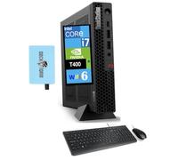 Lenovo ThinkStation P3 Tiny Workstation Mini Desktop (Intel i7-14700 vPro, T400 gráficos de 4 GB, DDR5 de 64 GB, SSD PCIe de 2 TB, WiFi 6, BT 5.3, RJ-45, Win 11 Pro) con teclado, mouse y expansor de