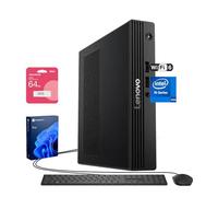 Lenovo V100q Business Tiny Desktop, procesador Intel de 4 núcleos, RAM DDR5 de 16 GB, SSD de 512 GB, compatible con 2 monitores 4K, DP, HDMI, RJ-45, Wi-Fi 6, teclado y mouse con cable, Windows 11 Pro