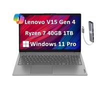 Lenovo V15 Gen 4 (15.6 pulgadas FHD antirreflejos, AMD Ryzen 7 7730U (Beat i7-1355U), 40GB RAM, 1TB SSD) para negocios, grado militar, teclado numérico, Ethernet, IST Hub, Win 11 Pro con copiloto AI