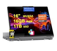 Lenovo Yoga 7 Laptop 2 en 1 de 16 pulgadas WUXGA Touch AMD Zen 4 de 8 núcleos con capacidad AI Ryzen 7 8840HS hasta 16 tapas (>i7-12700H) 16GB RAM 1TB SSD para creador diseñador profesional Win11Pro