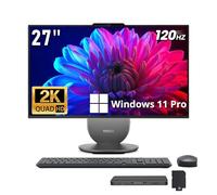Lenovo Yoga All-in-one Desktop AI PC, 68.6 cm QHD IPS + 120Hz Display, Intel Ultra 7 255H 16-Core Processor, 16GB LPDDR5X, 3TB Storage (2TB SSD+1TB Docking Station), Intel Arc GPU, Wi-Fi 7, Win 11 Pro