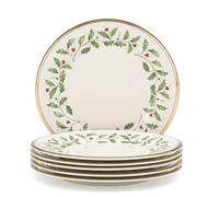 LENOX 835218 Juego de platos de ensalada navideña, compra 3 y obtén 6, rojo y verde