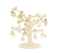 Lenox 896635 Snow Pals Christmas - Adorno de 12 Piezas + Juego de árbol, Soporte de exhibición