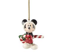 Lenox Adorno de Mickey con bastón de Caramelo 2024, 3.5 Pulgadas de Altura, Porcelana, decoración del hogar