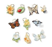 Lenox Butterfly Meadow - Juego de Adornos de 10 Piezas, Porcelana, Multicolor, 0.45 Libras