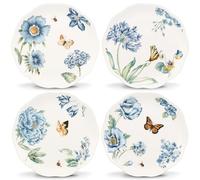 Lenox Butterfly Meadow - Platos de postre (4 unidades), color blanco