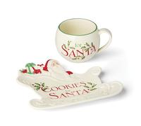 Lenox Juego de 2 galletas navideñas para Papá Noel, 2 unidades, rojo y verde