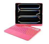 LENRICH Funda con teclado para iPad Pro de 13 pulgadas M5 2025/M4 2024, rotación de 360 grados, soporte giratorio de 180 grados, tapa dura, apagado y encendido automático, color rosa