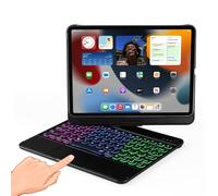 LENRICH Funda de teclado para iPad Air de 11 pulgadas M3 2025/M2 2024, retroiluminación multipanel táctil para iPad Pro de 11 pulgadas 4ª/3ª/2ª/1ª/iPad Air 5ª/4ª generación 11.9 pulgadas 360 giratoria
