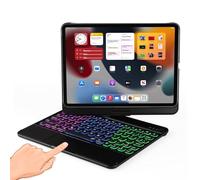 LENRICH Funda de teclado para iPad de 11ª A16 2025 y 10ª generación de 10.9 pulgadas 2022, multi panel táctil 360, luz giratoria delgada, retroiluminación de 10 y 11 generaciones