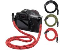 LENS-AID Correa cámara estilo cuerda (100 cm) - Correa de cuello o hombro de nailon resistente para DSLR, sin espejo, retro y analógica - Fijación universal