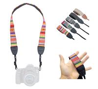 LENS-AID - Correa de Cámara - Correa de Hombro y Cuello, Diseño Moderno, Tejido de Lona, Ideal para cámaras Canon, Nikon, Sony, Fujifilm, Olympus, Leica (Inka Mix Claro)