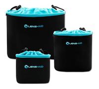 LENS-AID - Funda para cámara de Fotos (Neopreno, Forro Polar: Funda, Funda para Proteger cámaras, Color Negro y Azul, Juego de 3 Unidades (S,M,L), diseño Moderno, Negro/Azul, Lot de 3 (S,M,L), Modern
