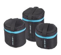 LENS-AID Funda para lente gruesa acolchada: funda protectora con cremallera y hebilla para cinturón, Negro , 3er Set (XXS,XS,S), Functional