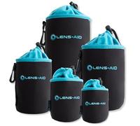 LENS-AID - Funda para Lentes de cámara de Neopreno con Forro Polar: Funda, Bolsillo para Proteger Lentes con cordón, Azul, Lot de 5 (XS,S,M,L,XL), Modern