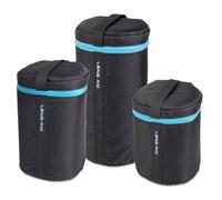 LENS-AID Funda para objetivos, acolchada: Funda protectora para objetivos con cremallera y hebilla, Negro , 3er Set (M,L, XL), Minimalista