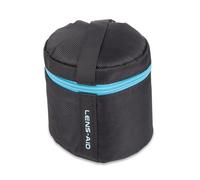 LENS-AID Funda para objetivos, acolchada: Funda protectora para objetivos con cremallera y hebilla, Negro , XS (9 x 11 cm), Funcional
