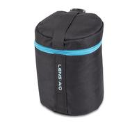 LENS-AID Funda para objetivos, acolchada: Funda protectora para objetivos con cremallera y hebilla, Negro , S (9 x 14 cm)