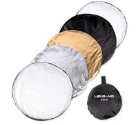 Lens-Aid Reflector Plegable 5 en 1 de 60 cm (Plata, Oro, Blanco, Negro, Difusor) - Reflector de Luz para Fotografía de Estudio y Exterior con Bolsa