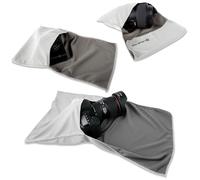 LENS-AID Set 3 paños envolventes S/M/L - Protección Flexible y Ligera para cámaras, Objetivos y electrónica - Envolturas de Microfibra Lavables