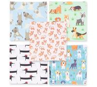 Lens-Aid Set 5 paños Microfibra diseño Perros - Limpieza Delicada de Lentes, Gafas, cámaras, Pantallas y móviles - Lavables y Reutilizables, 20×20 cm