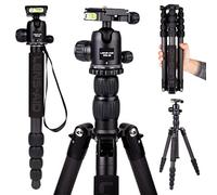 Lens-Aid Trípode de Viaje de Carbono Profesional con Cabezal de Bola - Ligero y Compacto, 4 en 1, Monopié, Trípode Macro para DSLR y sin Espejo