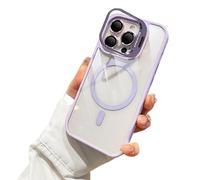 Lens Holder Transparent Case for iPhone16 Pro MAX, Anti-Yellowing Soft Edge and Anti-Scratch Hard Back, Shockproof Magnetic Phone Case for 12/13/14/15/16 Pro MAX (Light Purple,16Pro)