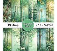 LENSARKU 24 hojas de papel con patrón de vegetación del bosque, doble cara, acuarela, bosque, álbum de recortes, papel especial para manualidades para diarios basura, fabricación de tarjetas, álbum de