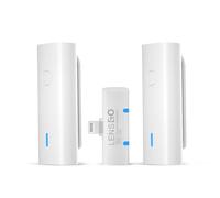 LENSGO Microphone cravate Sans Fil pour iPhone iPad, système de Microphone Double Sans Fil 2,4 G Avec étui de chargement pour enregistrement vidéo Youtube Facebook Livestream, Transmission 100 mètres