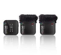 LENSGO Sistema de micrófono inalámbrico 348C 2.4G, Ranura para Tarjeta TF Compacto 2 transmisor y 1 Receptor inalámbrico Solapa Lav Mic para iPhone Smartphone Cámara Vlog Youtube Entrevista B-