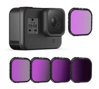 LENSKINS Juego de 4 filtros ND para GoPro Hero 8 Negro: Estilo Minimalista, Vidrio óptico y Aluminio, Densidad Neutra y Efectos polarizadores, Multicapa, HD Slim, CPL, ND8, ND16, ND32