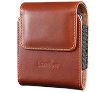 LENSUN Funda para Samsung Galaxy Z Flip 6, 4, 5, 3,Motorola RAZR 5G Cuero Genuino Clip Cinturón Gancho y Cierre Magnético Carcasa-Marrón Oscuro